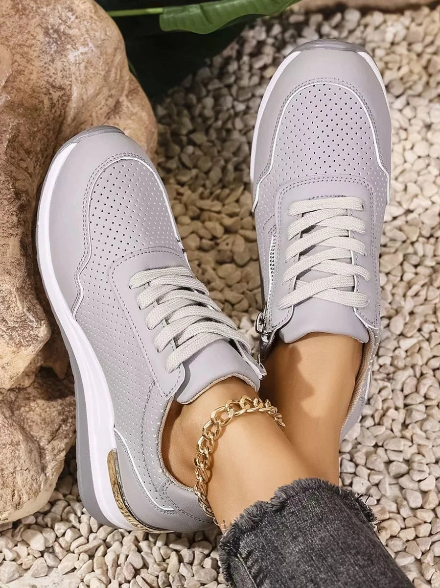 Lace Up Wedge Sneakers nicholesgifts