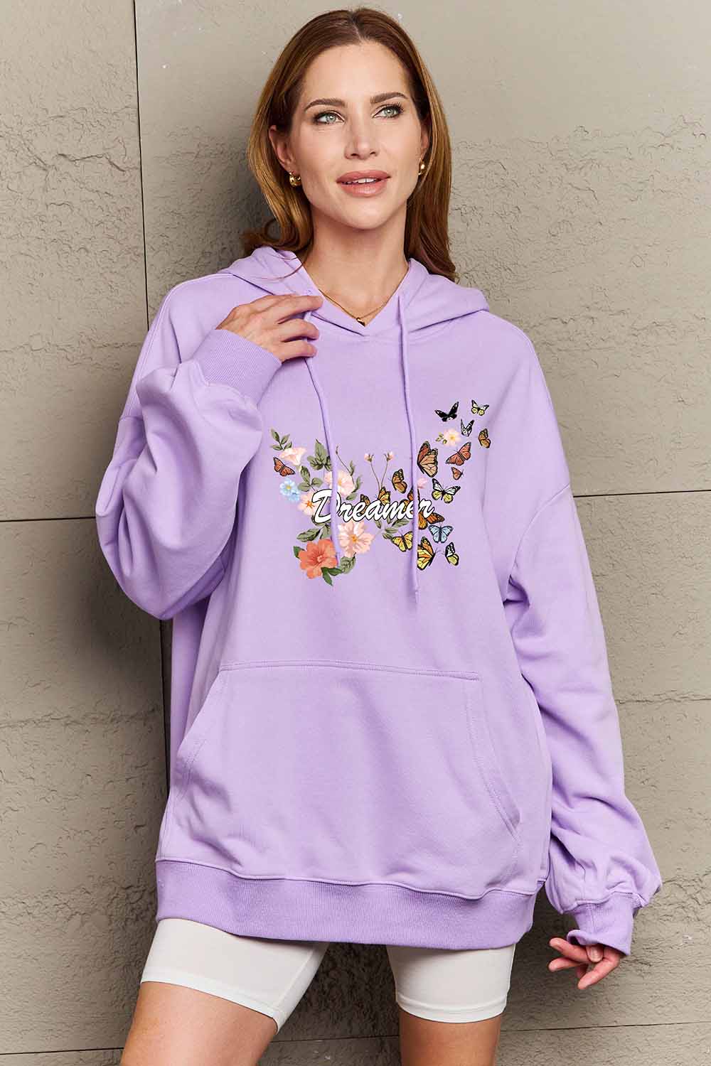 Simply Love Simply Love Full Size Dropped Shoulder DREAMER Graphic Hoodie Trendsi