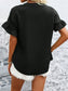 Button Down Ruffled Short Sleeve Shirt nicholesgifts