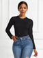 Round Neck Long Sleeve Bodysuit nicholesgifts