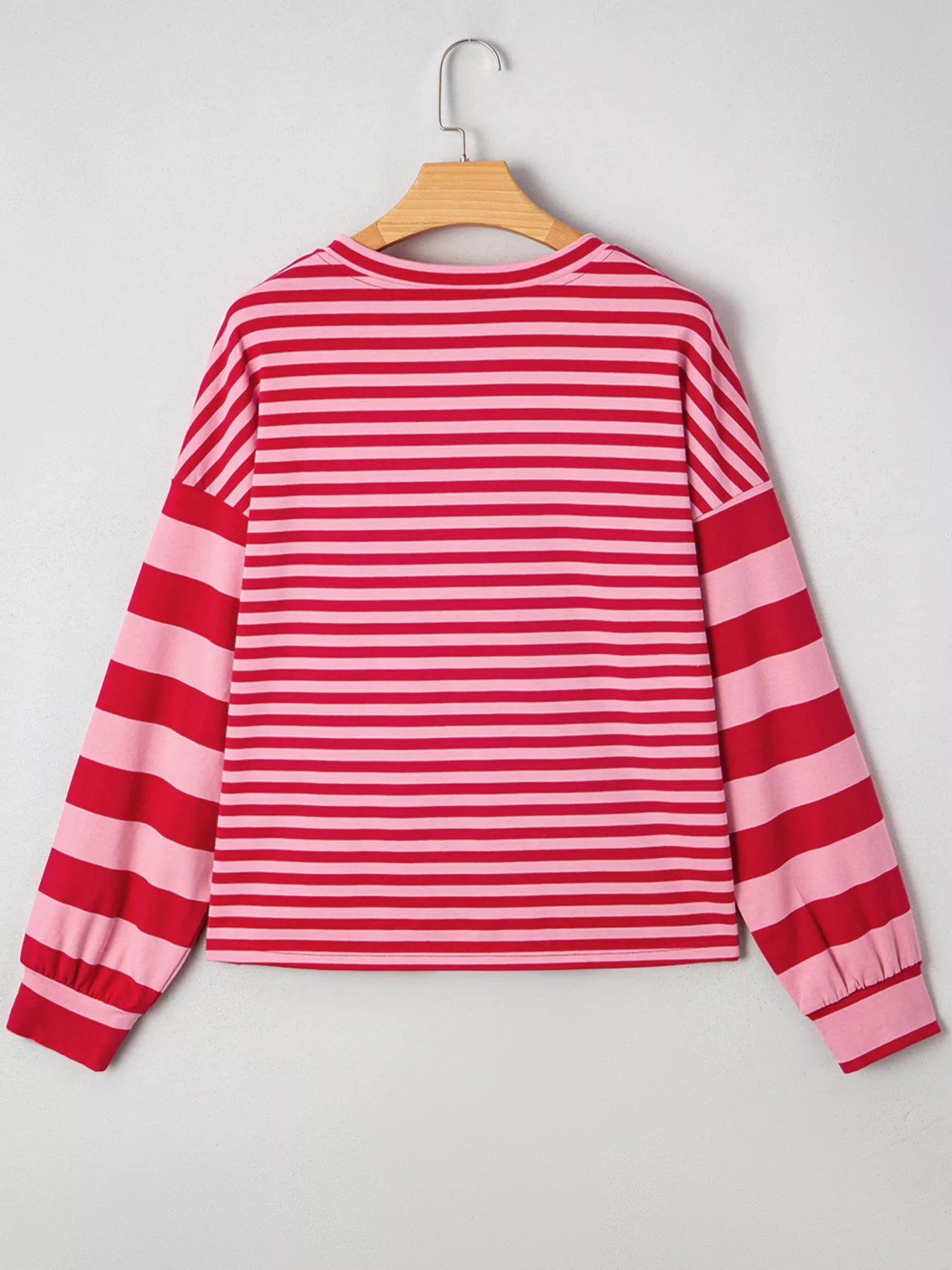 Striped Drop Shoulder V Neck Top Trendsi