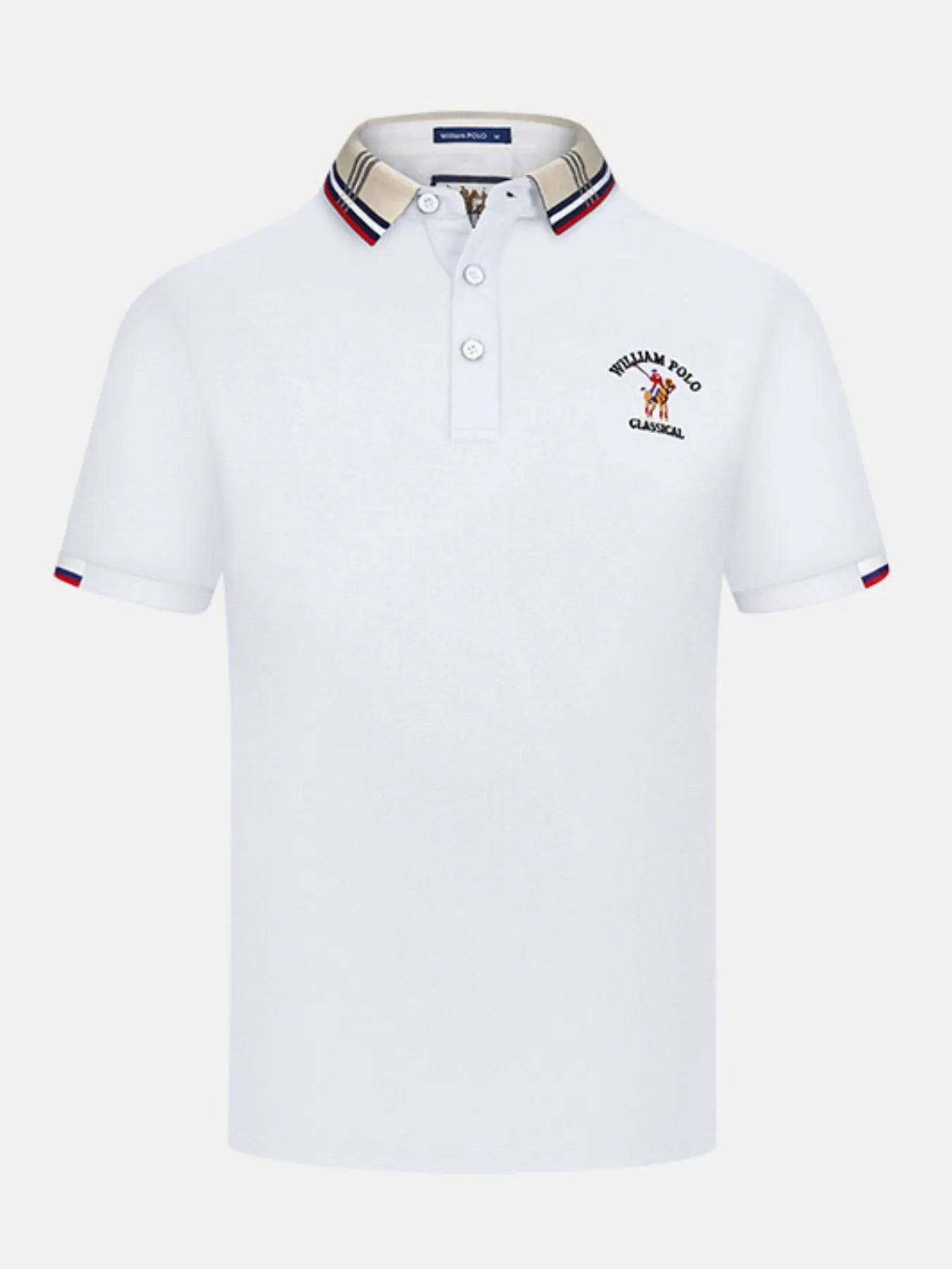 Men's Plus Size Striped Collared Short Sleeve Embroidered Polo NicholesGifts