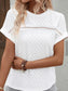 Women Eyelet Round Neck Short Sleeve Blouse nicholesgifts