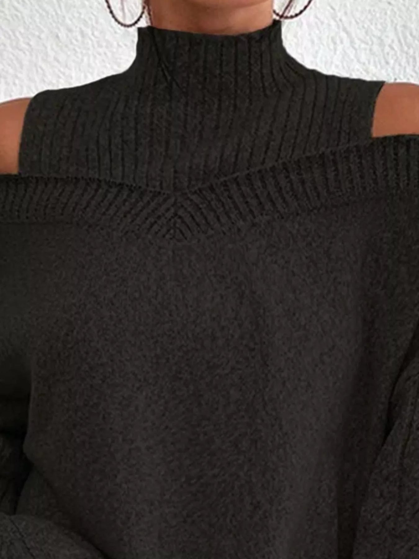 Women Cold Shoulder Turtleneck Sweater nicholesgifts