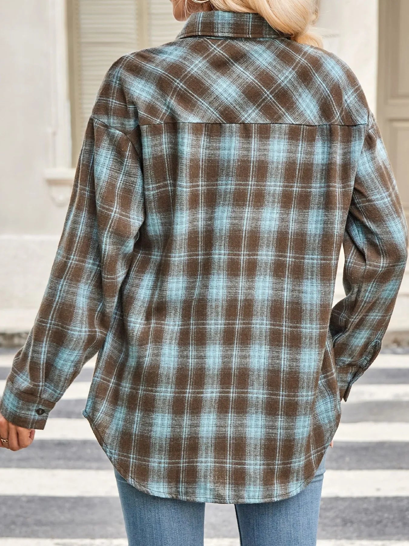 Plaid Button Up Long Sleeve Shirt Trendsi