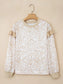 Leopard Ruffle Detail Ribbed Trim Round Neck Sweatshirt nicholesgifts