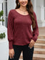 Ribbed Round Neck Lantern Sleeve Knit Top nicholesgifts