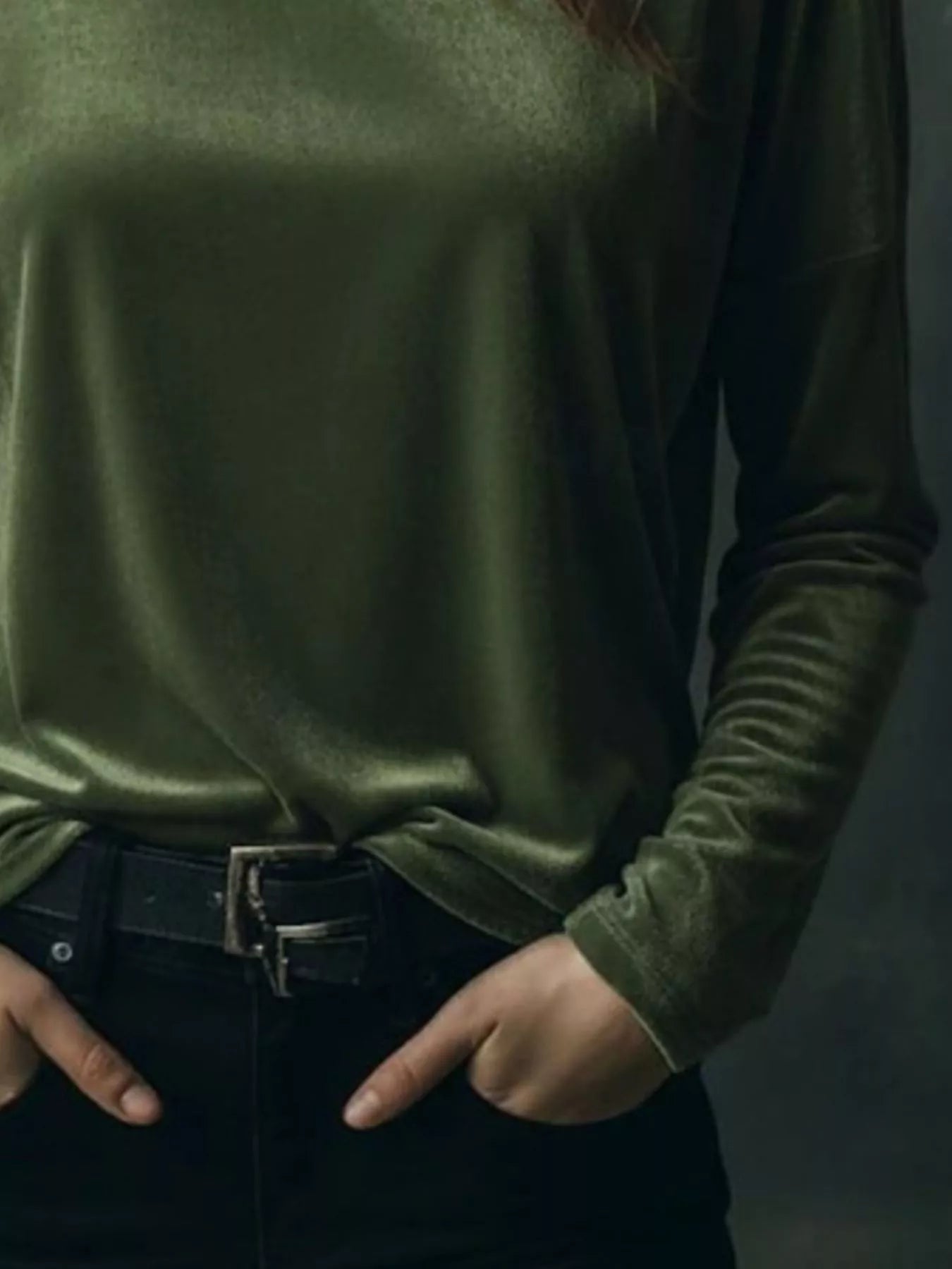 Full Size Velvet Long Sleeve T-Shirt Plus Size nicholesgifts