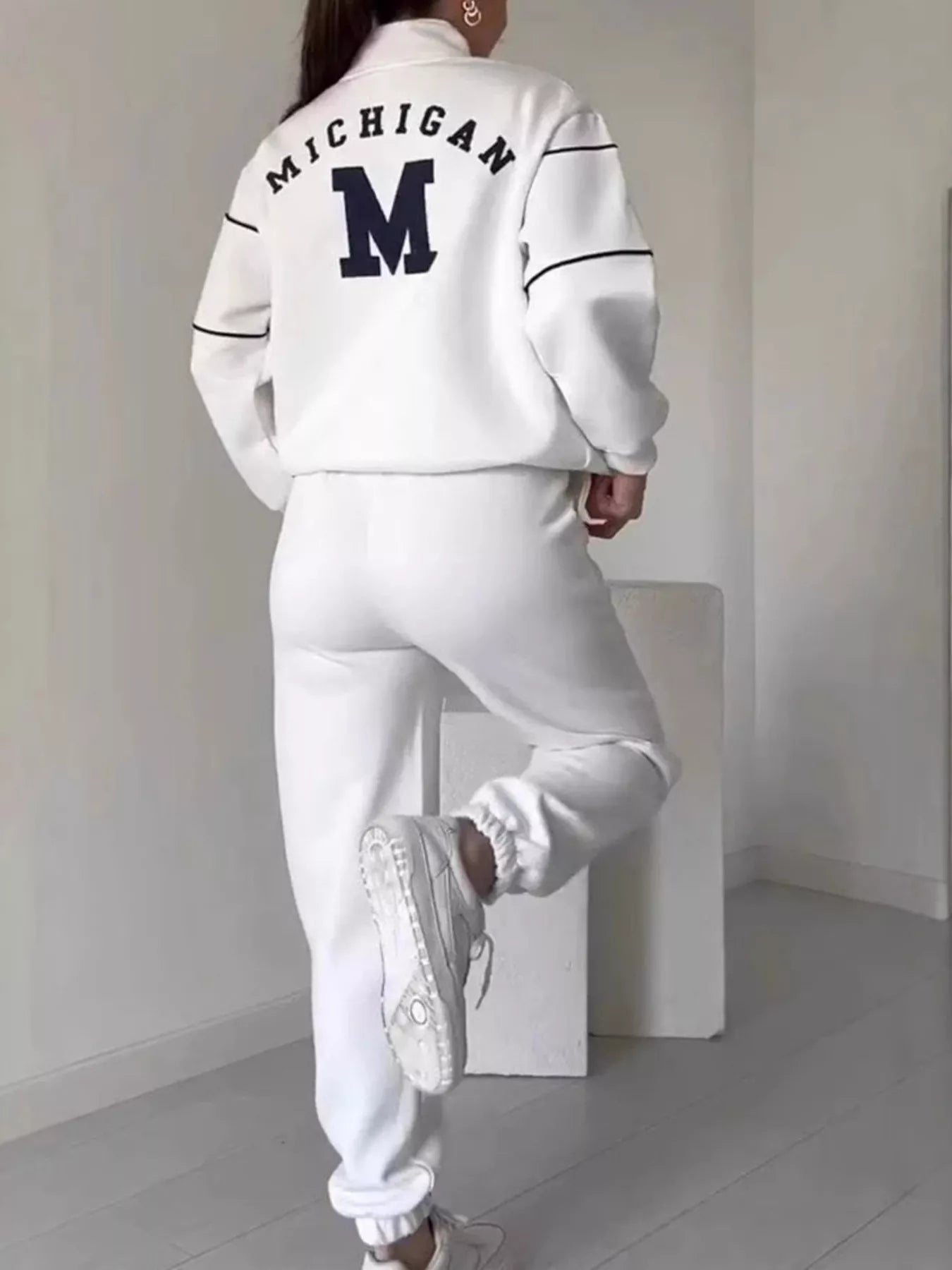 Full Size Striped Quarter Zip Top and Pants Set Plus Size nicholesgifts