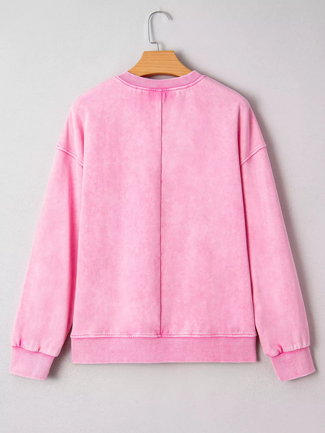 Mineral Wash Crossed Crew Neck Drop Shoulder Loose Sweatshirt Trendsi