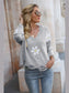 Flower Distressed Long Sleeve Sweater Trendsi
