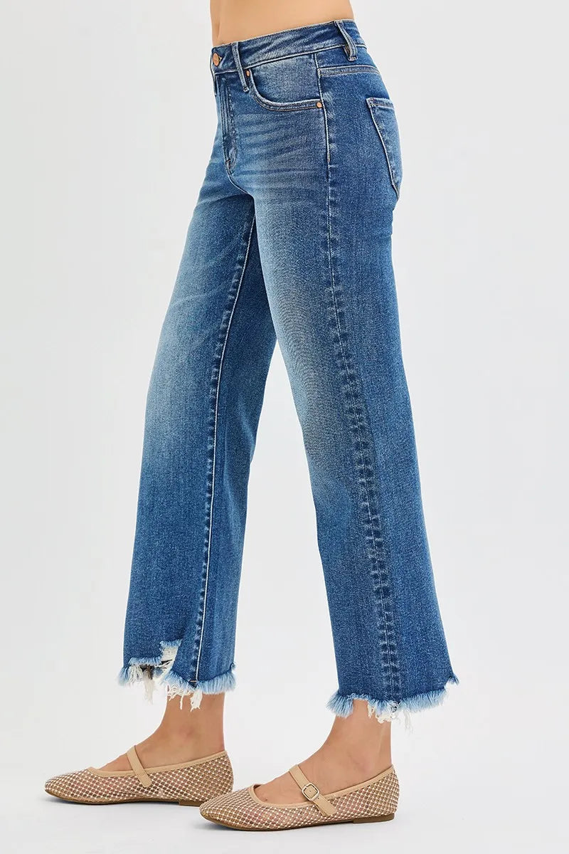 RISEN Full Size Mid Rise Crop Straight Jeans Plus Size NicholesGifts