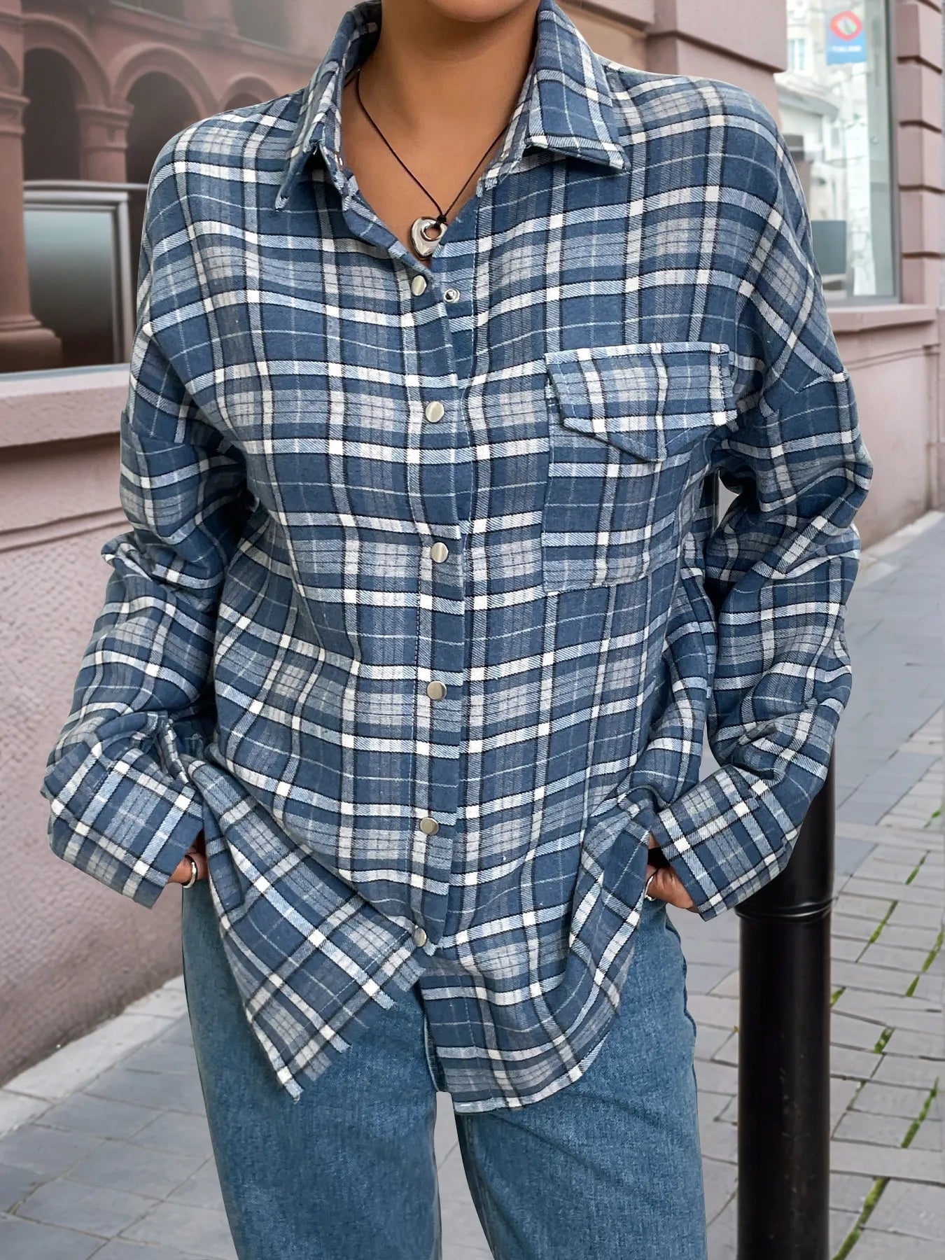 Plaid Button Up Long Sleeve Shirt Trendsi