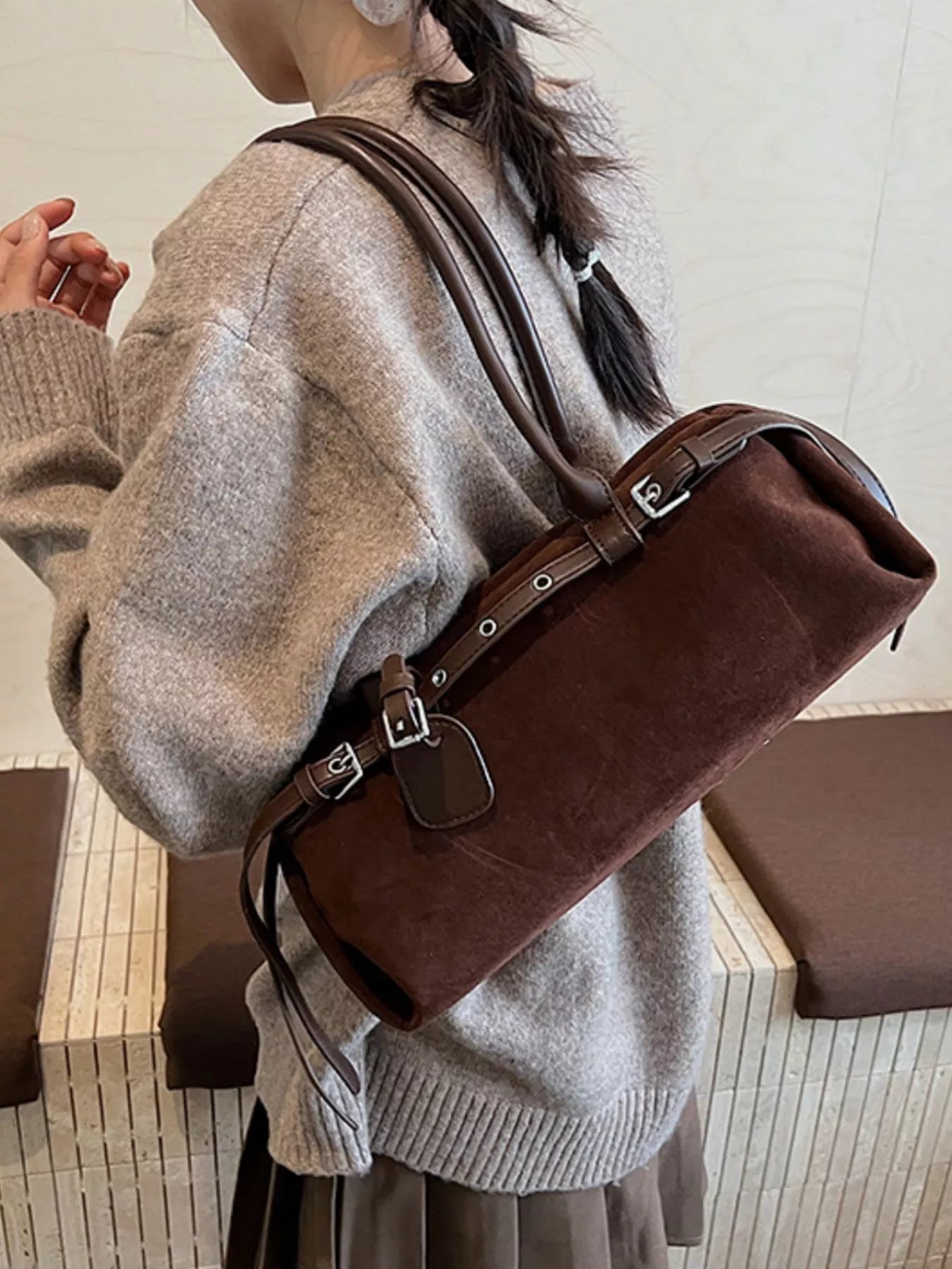 Buckle Decor Shoulder Bag nicholesgifts