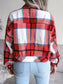 Plaid Collared Neck Drop Shoulder Jacket nicholesgifts