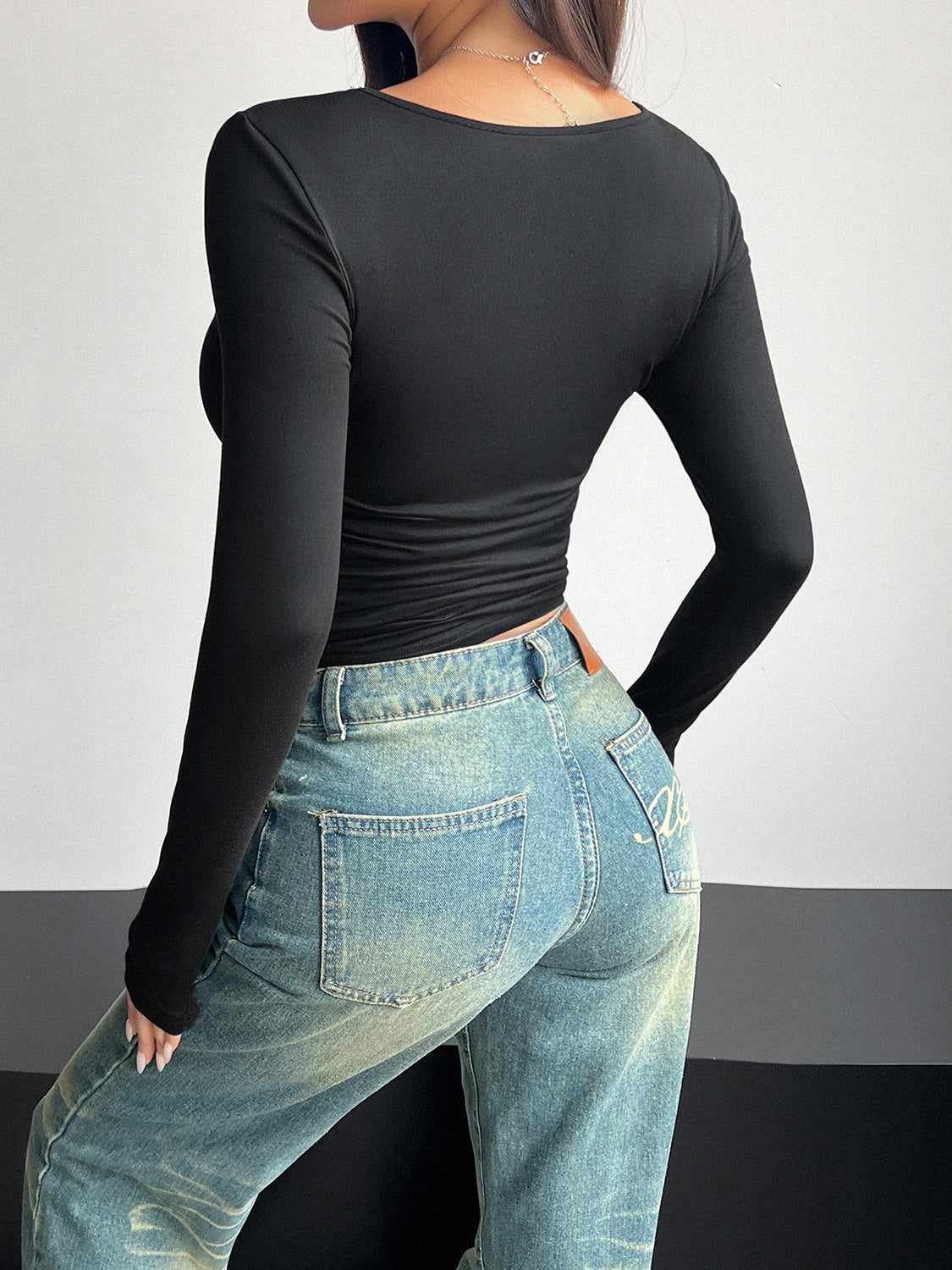 Women Devine Square Neck Long Sleeve T-Shirt nicholesgifts