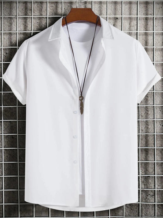 Men's Plus Size Casual Short Sleeve Button Down Shirt Trendsi