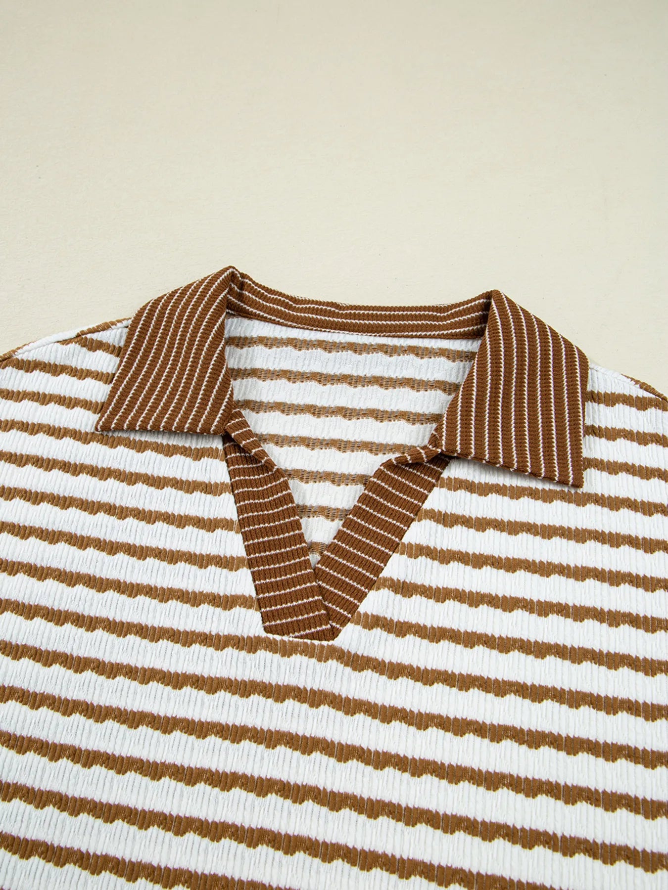 Stripe Collared Top and Drawstring Pant Set Trendsi