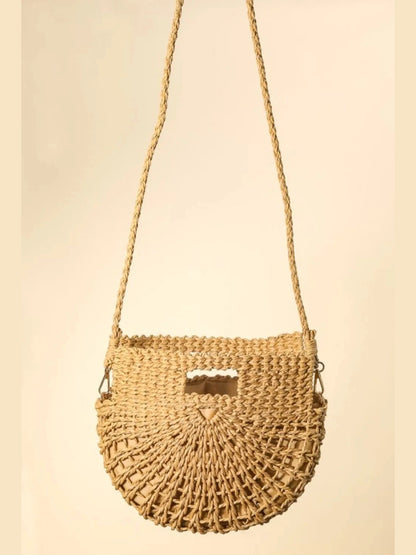 Fame Braided Semi Circle Tote Bag nicholesgifts
