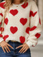 Women Fuzzy Heart Dropped Shoulder Sweatshirt nicholesgifts
