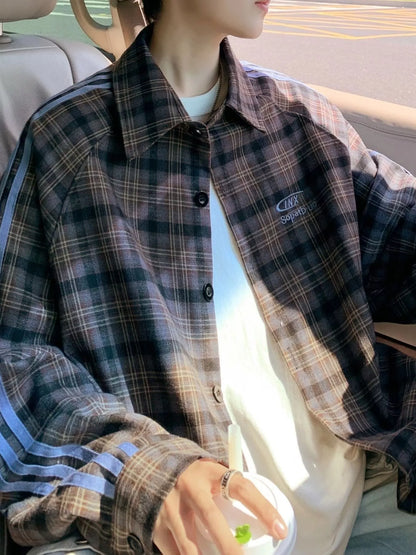 Men's Plus Size Plaid Casual Long Sleeve Shirt nicholesgifts