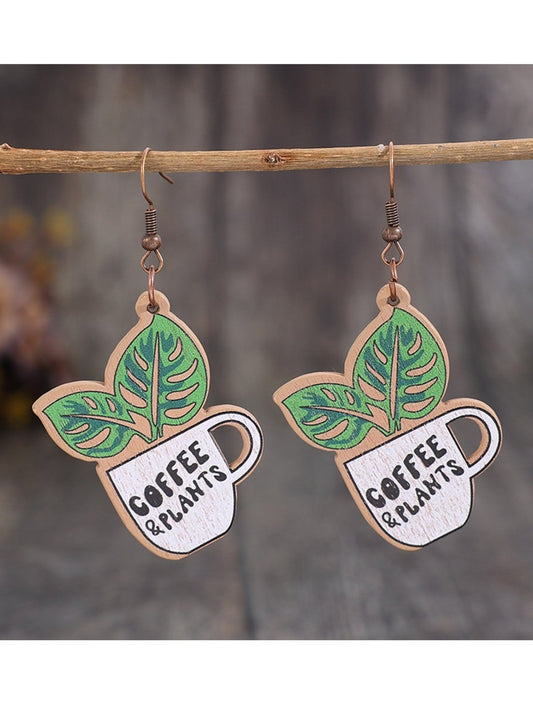 Women Wooden Alloy Dangle St. Patrick's Day Earrings nicholesgifts