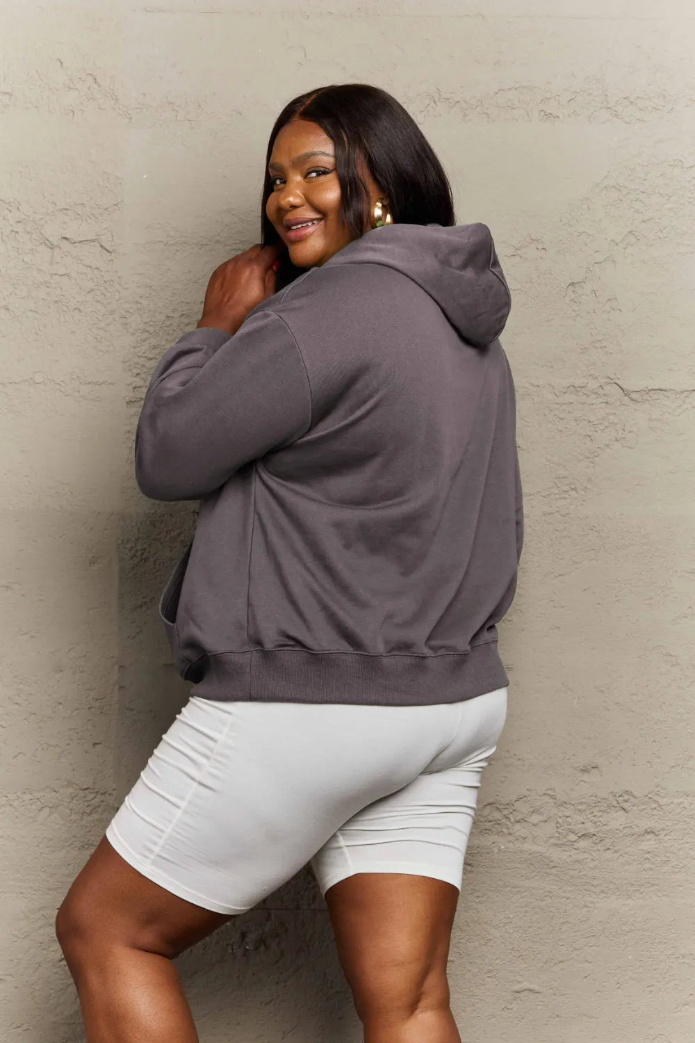 Full Size Long Sleeve Dropped Shoulder Hoodie Trendsi