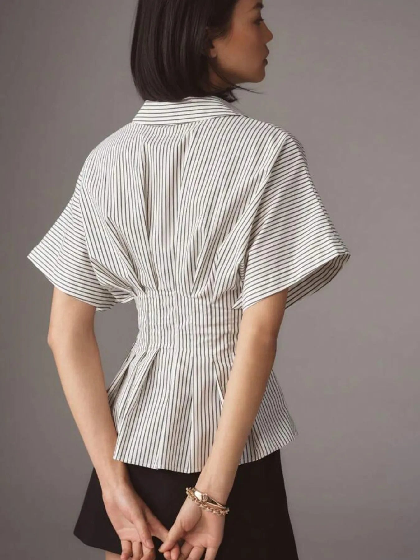 Striped Short Sleeve Button-Up Shirt