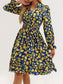 Floral Print Flounce Sleeve Ruffle Hem Dress nicholesgifts