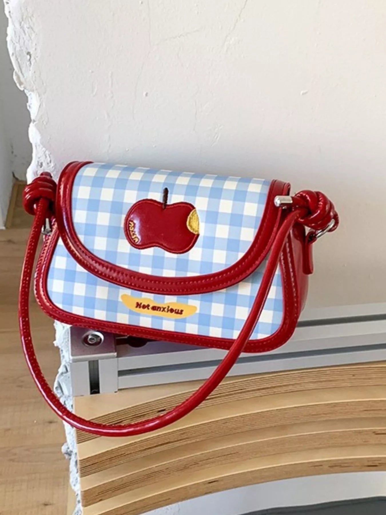 Apple Gingham Shoulder Bag nicholesgifts