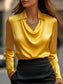 Satin Collar Long Sleeve Blouse nicholesgifts