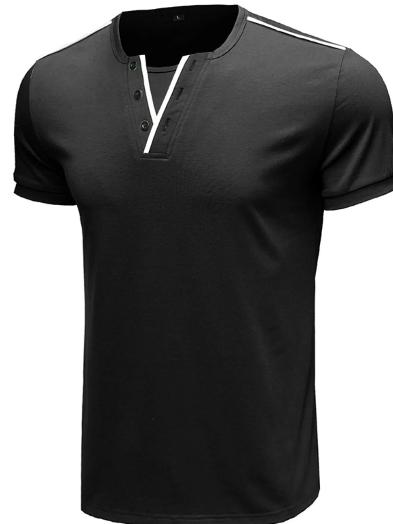 Men's Casual Henley Short Sleeve T-Shirt with Contrast Trim NicholesGifts