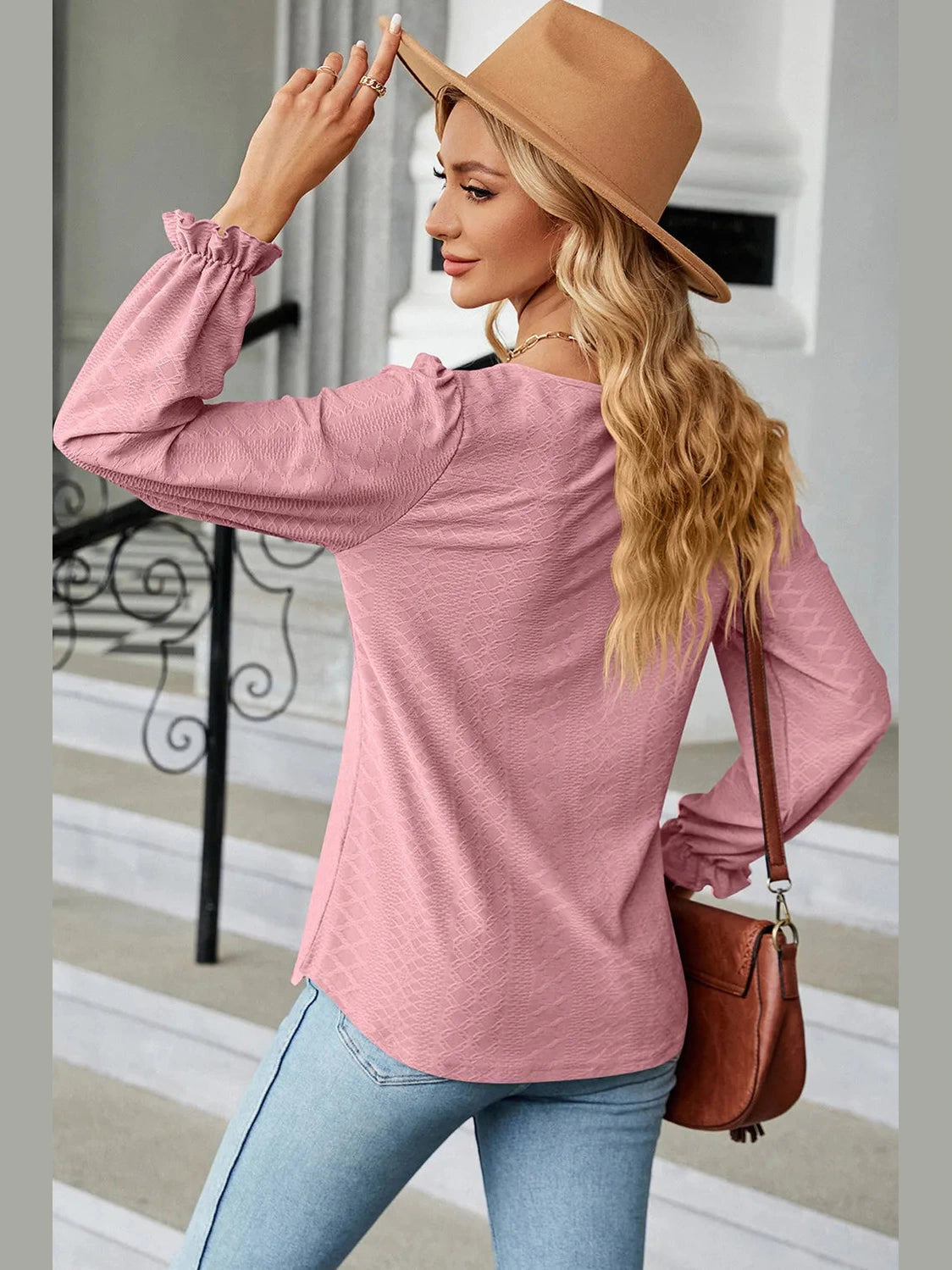 Round Neck Flounce Sleeve T-Shirt NicholesGifts