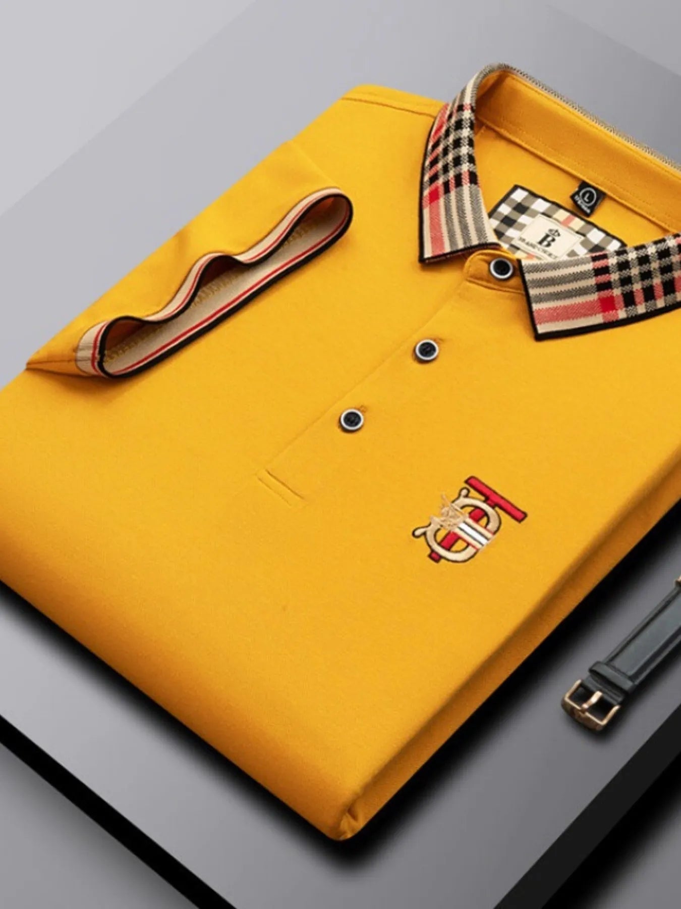 Men's Plus Size Classic Plaid Collar Casual Polo Shirt NicholesGifts