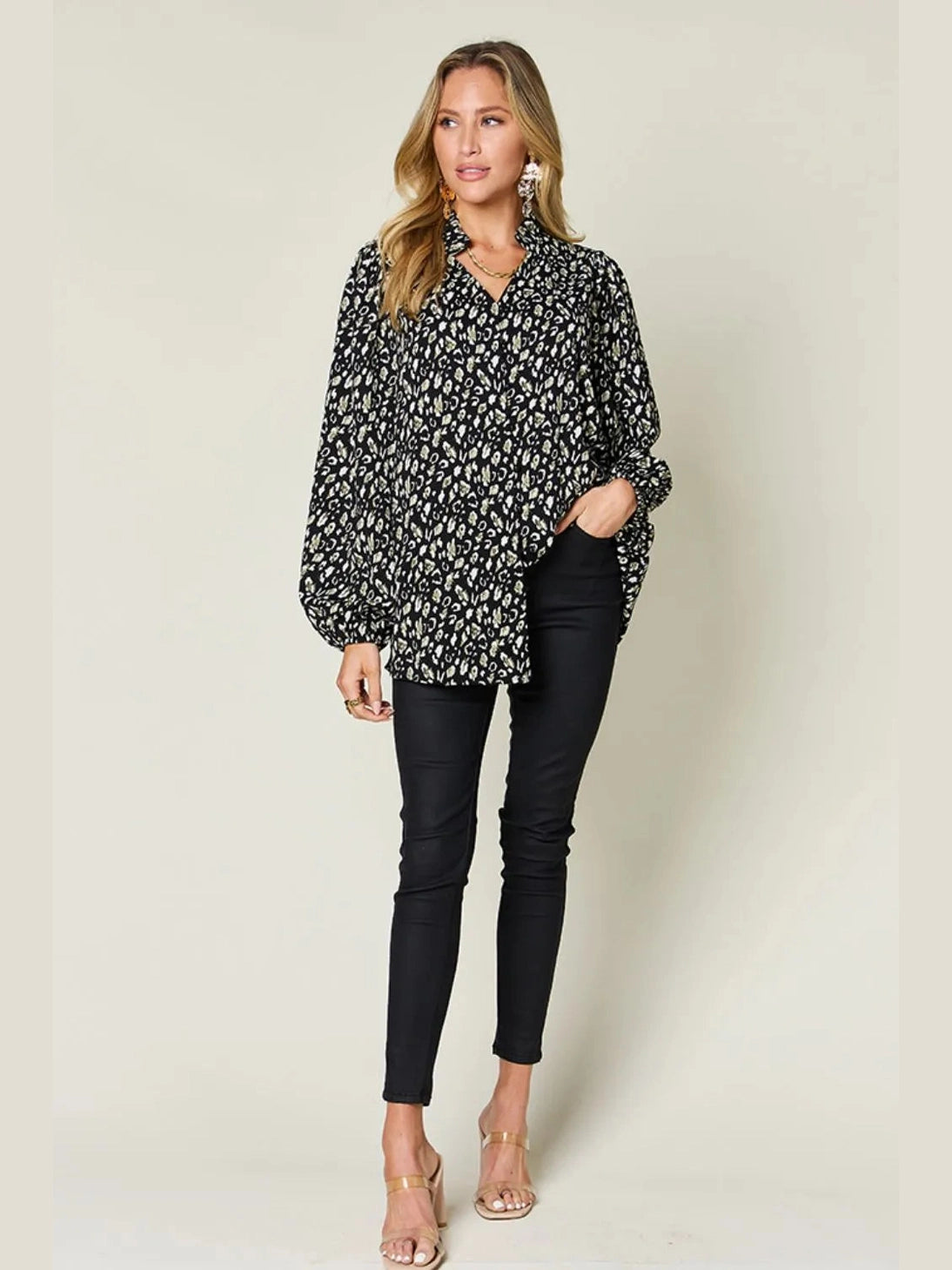 Double Take Full Size Leopard Long Sleeve Blouse nicholesgifts