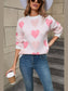 Women Angel Wings Heart Round Neck Long Sleeve Sweater nicholesgifts