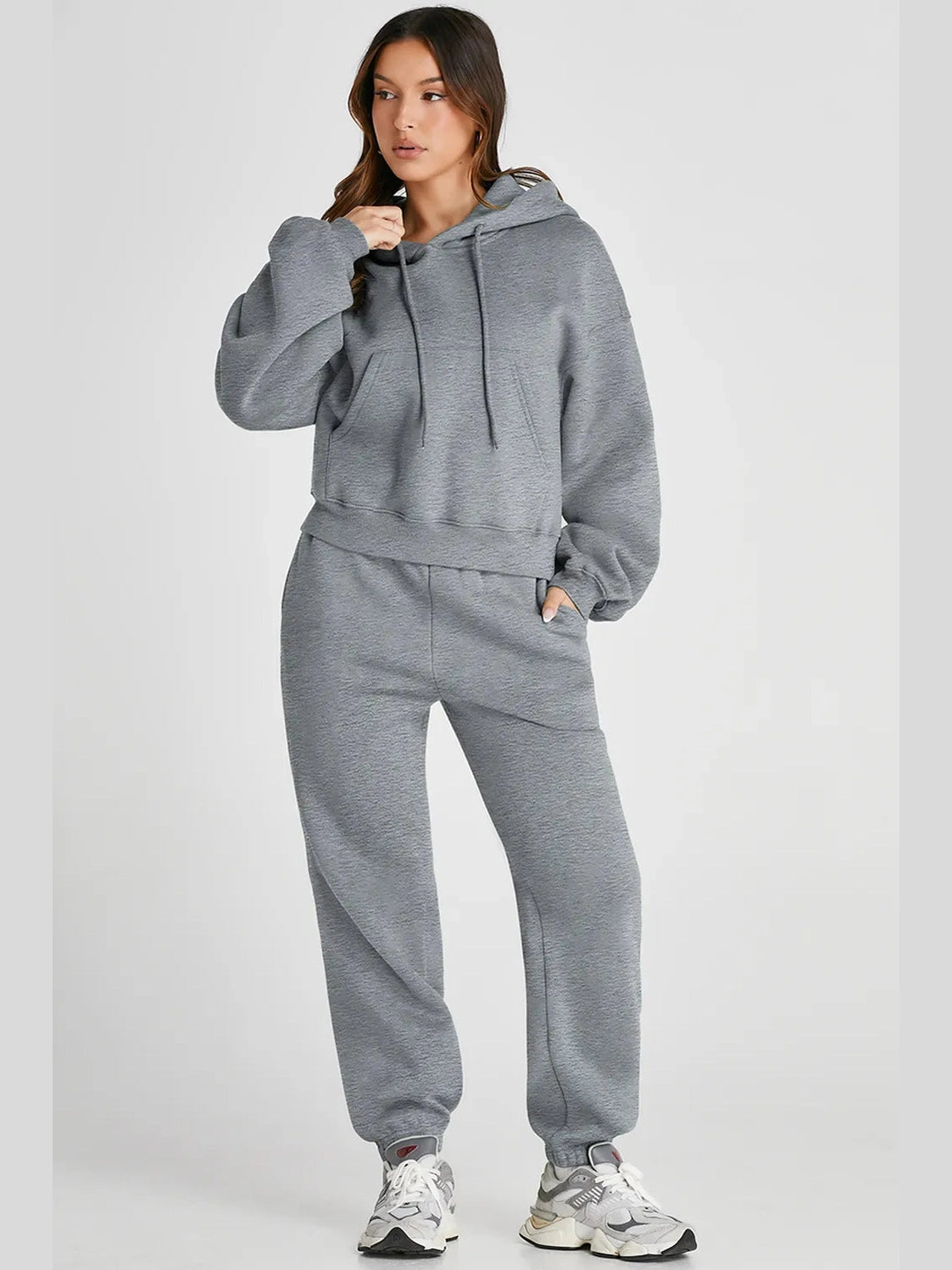 Dropped Shoulder Hooded Top and Pants Active Set nicholesgifts