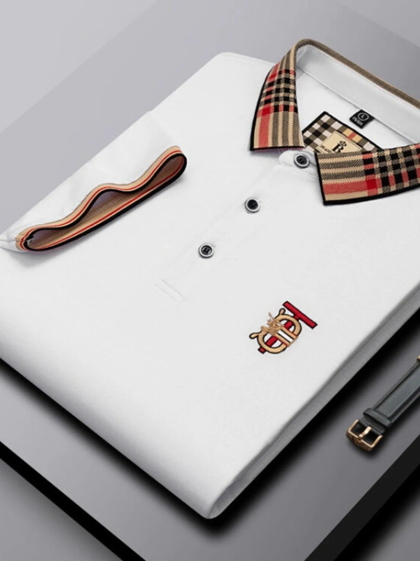 Men's Plus Size Classic Plaid Collar Casual Polo Shirt NicholesGifts