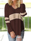 Striped V-Neck Long Sleeve Sweater nicholesgifts