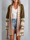 Women Geometric Open Front Long Sleeve Cardigan Sweater nicholesgifts