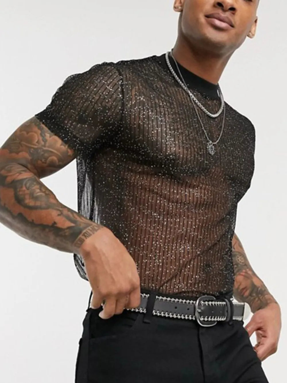 Men's Full Size Mock Neck Short Sleeve Top Plus Size Trendsi