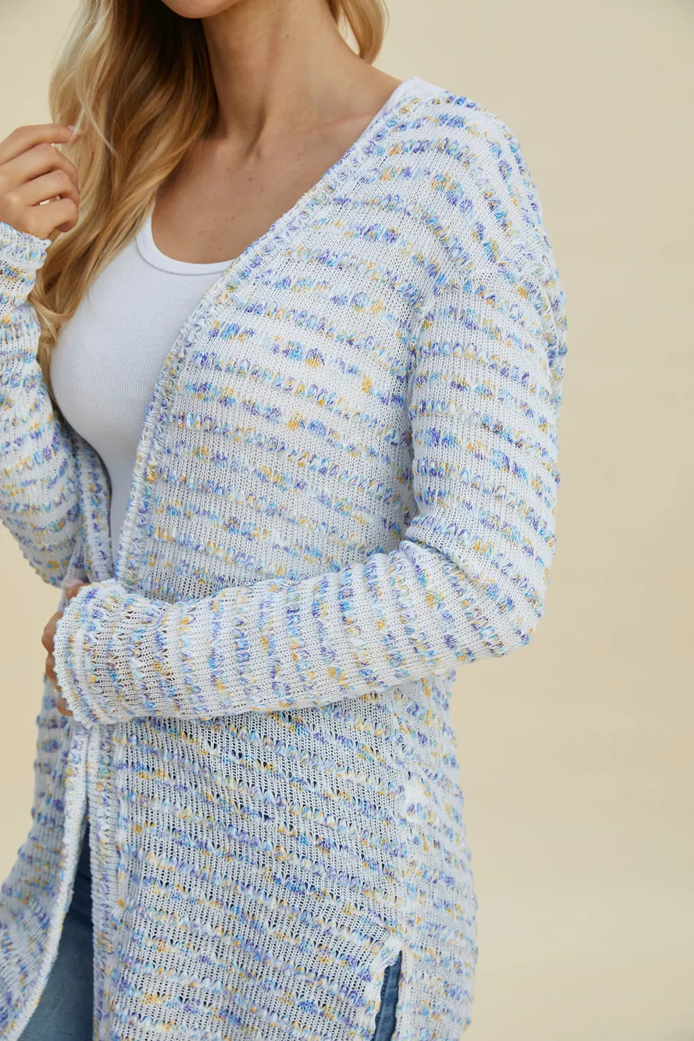 Double Take Full Size Open Front Longline Cardigan NicholesGifts