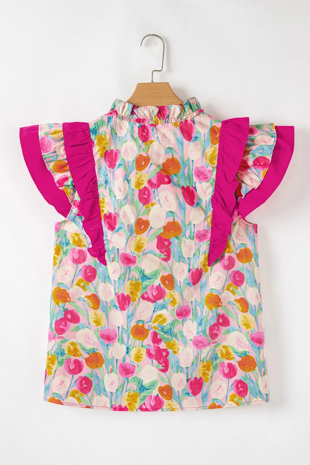 Floral Ruffle Layered Sleeve Blouse Trendsi