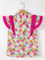 Floral Ruffle Layered Sleeve Blouse nicholesgifts