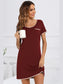 Contrast Trim Pocketed Round Neck Lounge Dress nicholesgifts