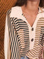 Striped Oversized Half Button Sweatshirt nicholesgifts