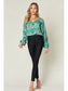 Women Double Take Full Size Printed Balloon Sleeve Blouse nicholesgifts