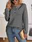 Striped Button Detail Long Sleeve Top nicholesgifts