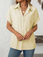 Mandy Pocketed Striped Collared Neck Short Sleeve Shirt nicholesgifts