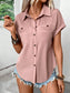 Pleated Detail Collared Neck Short Sleeve Shirt nicholesgifts
